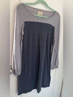 NWOT-CHASER Navy & Grey Long Sleeve Tunic Dress-Medium